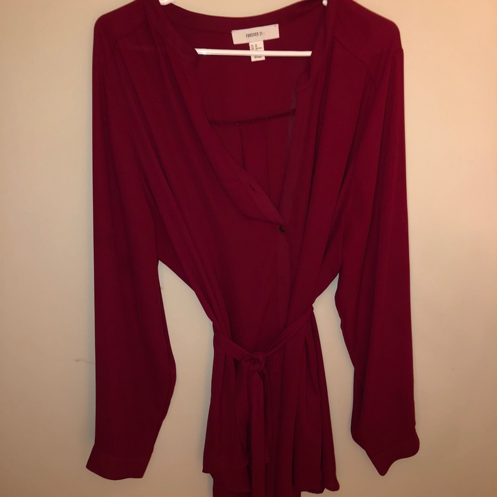 LAST CHANCE! Red blouse tunic with tie belt